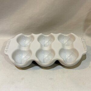 Le Creuset White Stoneware Egg Tray 6 Count Egg Crate Carton
